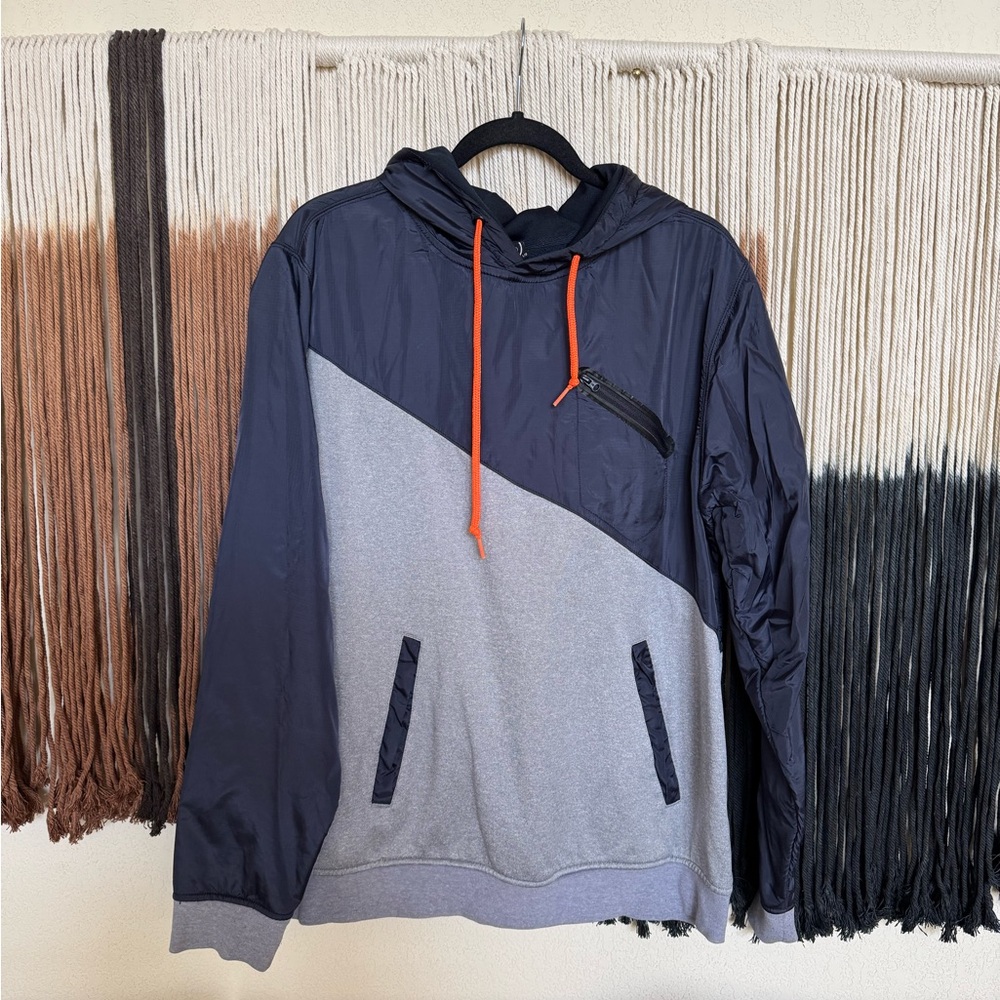 Navy and grey Volcom streetwear windbreaker hoodie; perfect condition